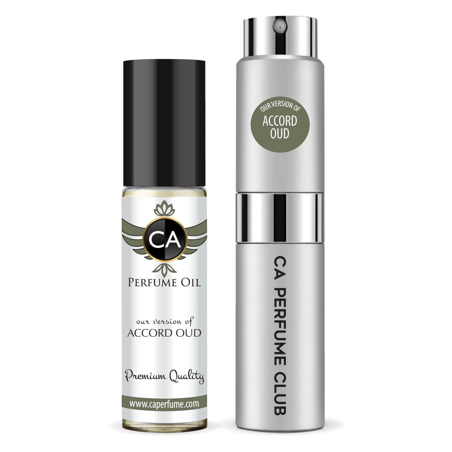 CA Perfume Duo Impression of Accord Oud For Women And Men Perfume Layering Set Long Lasting Travel Size EDP + Body Oil Roll-On Bottle 0.27 Fl Oz+0.33 Fl Oz
