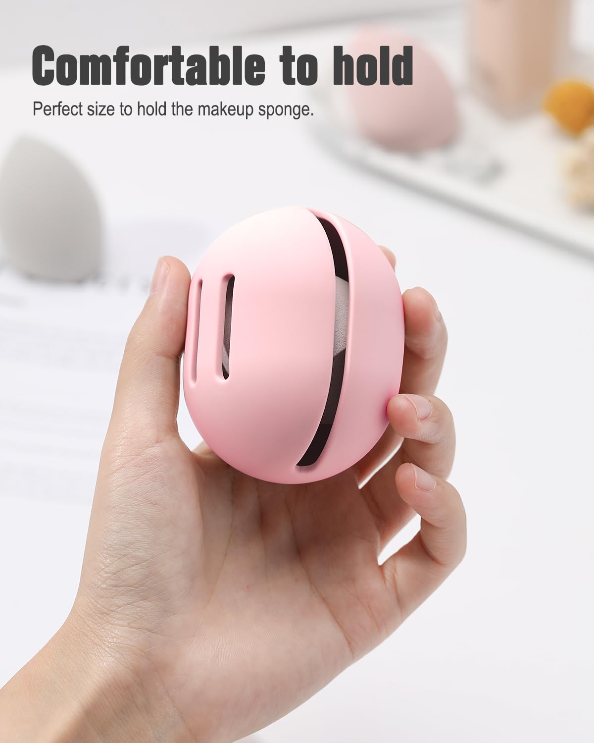 FERYES 2 PCS Makeup Sponge Holder – Shatterproof Eco-Friendly Silicone Beauty Make Up Blender Case for Travel