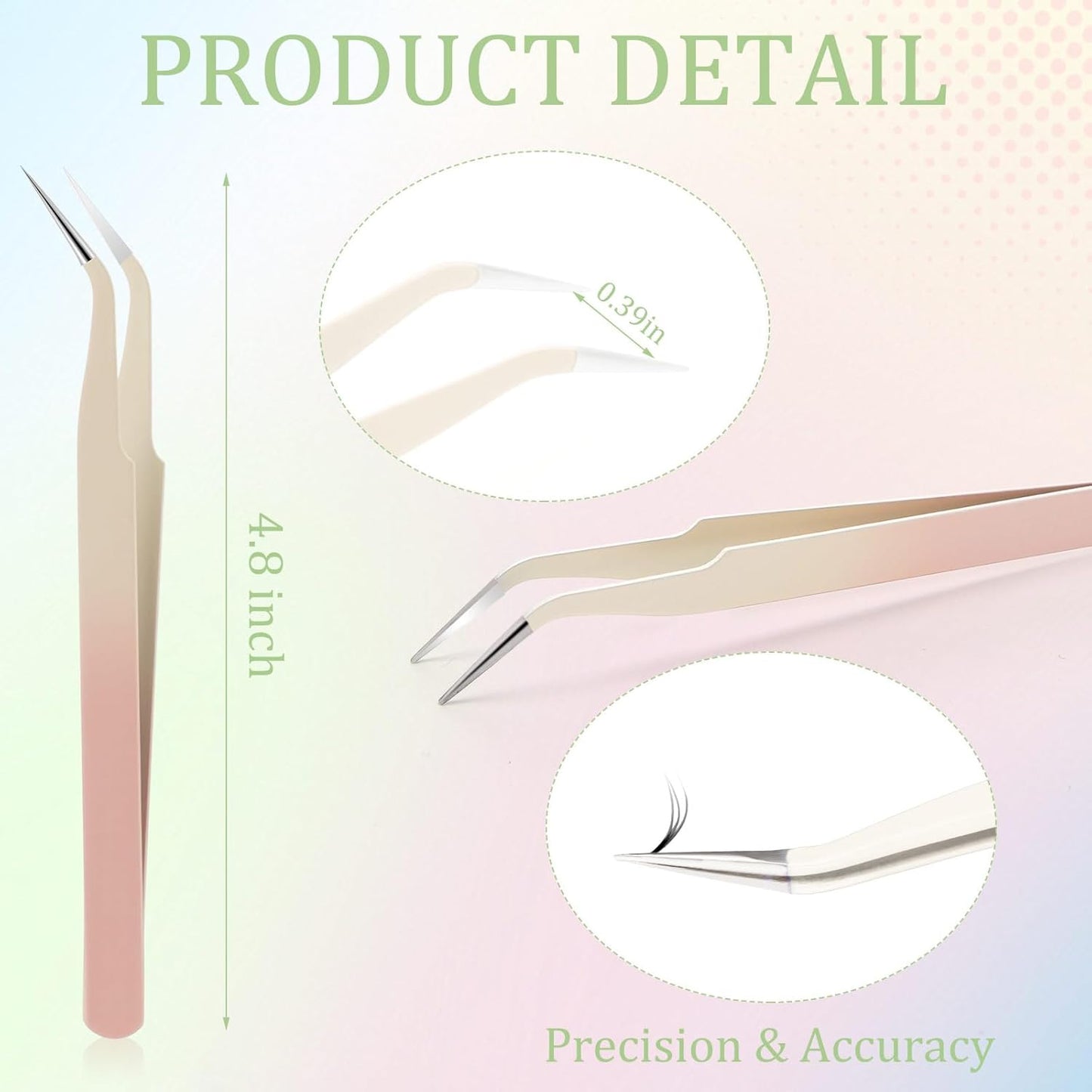 Honoson 9 Pieces Curved Pointed Craft Tweezers Stainless Steel Precision Tweezer with Protective Cover for Rhinestones Dried Flowers Craft Stickers Eyelash Extension Jewelry Making (Gradient Pink)