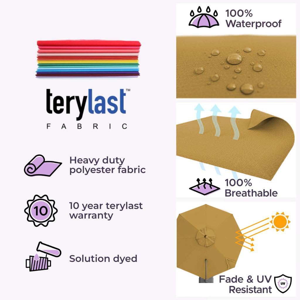 Midtown Umbrellas 10 Ft Outdoor Cantilever Patio Umbrella w/Terylast Bright Orange Fabric - Rotate 360° Offset Patio Umbrella, Deck Patio Umbrella, Backyard Umbrella & Garden Umbrella - Silver Frame