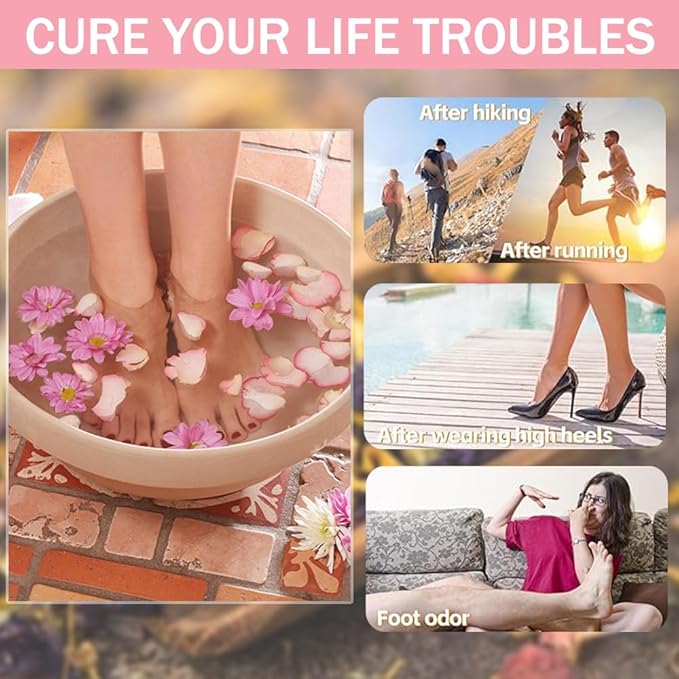 Dried Flowers Pedicure Foot Soak Kit,8 Bags Set for Dry Tired Feet,Including Rose Buds,Lavender,Jasmine,Chrysanthemum,Lemongrass,Mint, Peony,Peach Blossom