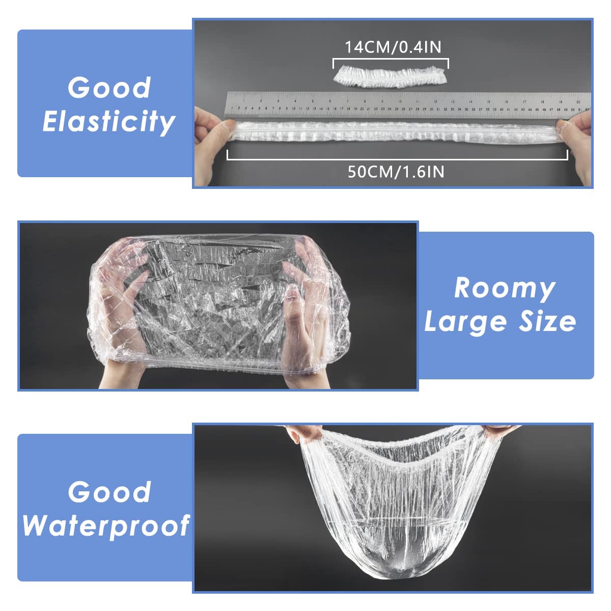 Aquior Shower Cap Disposable,30 PCS Bath Caps Large Thick Clear Waterproof Plastic Elastic Hair Bath Caps for Women Deep Conditioning Hair Care Hotel Travel Essentials Accessories Cleaning Supplies