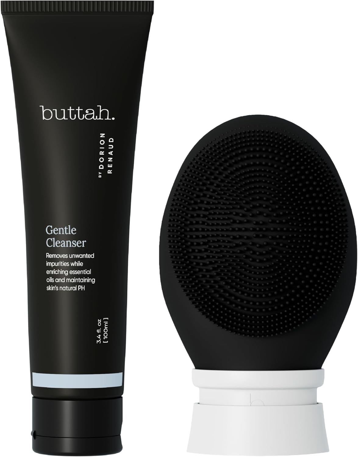 Buttah Skin by Dorion Cleanse + Vibe Brush Kit | Vibe Cleansing Face Brush | Buttah Facial Cleanser 3.4oz | 2-Speed Sonic Pulsating - Gentle Exfoliation - Water Resistant