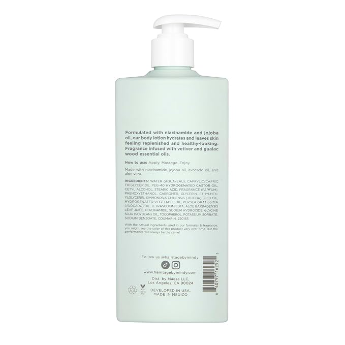 Hairitage Soak it In Cherry & Amber Scented Body Lotion - Moisturizes + Softens Skin - Niacinamide, Jojoba Oil, + Avocado Oil for All Skin Types - Vetiver + Guaiac Wood Essential Oils, 14 fl. oz.