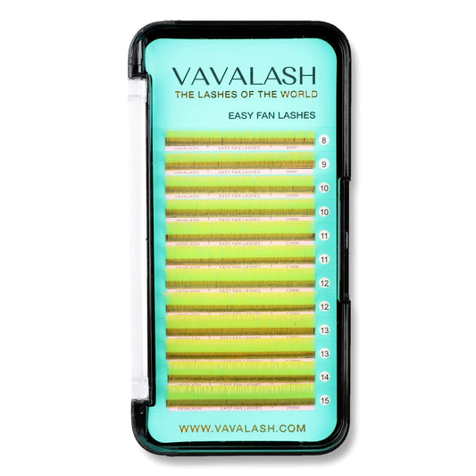 VAVALASH Colored Easy Fan Eyelash Extensions 0.07 D Curl 13-20mm Mixed Lash Tray Yellow Self Fanning Lashes Colorful Volume lash extensions（Yellow,0.07-D-13-20mm）