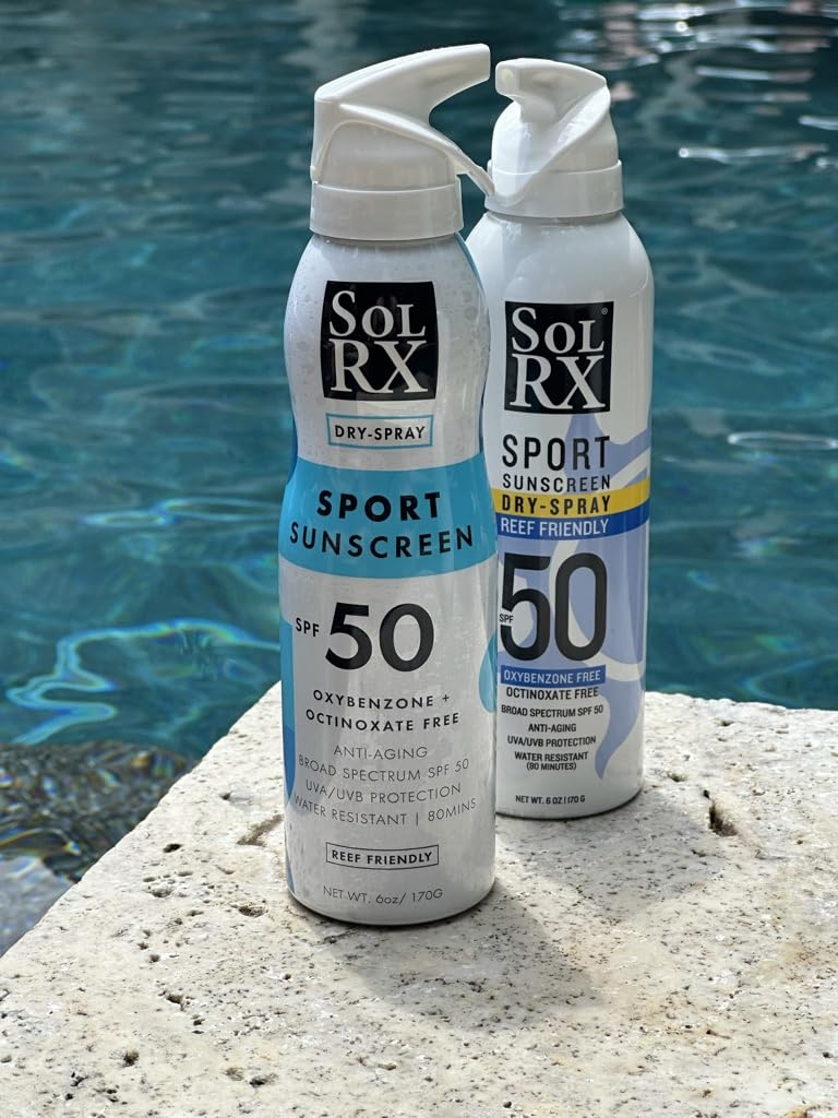 SolRX SPORT SPRAY SPF 50 Sunscreen Spray SPF50, Reef Friendly, Broad Spectrum Sunscreen for Face and Body, Oxybenzone Free