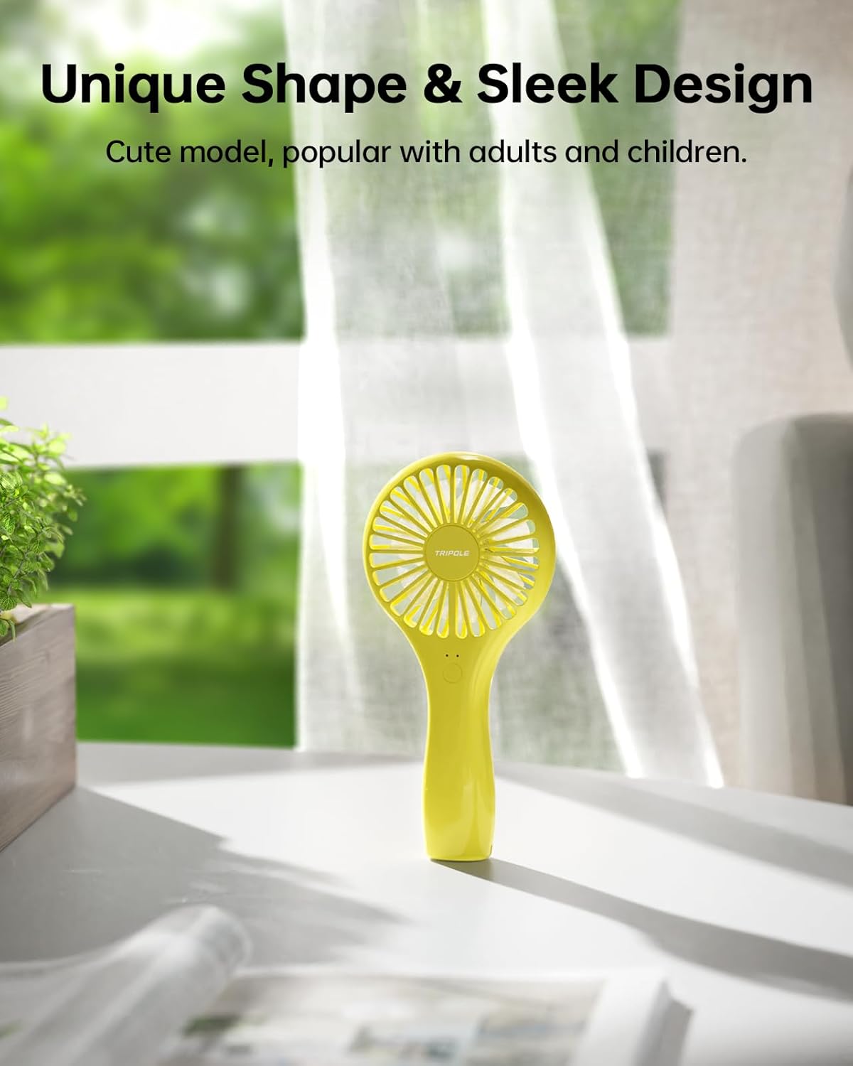 TriPole Mini Handheld Fan Battery Operated Small Personal Portable Fans Speed Adjustable USB Rechargeable Fan for Kids Girls Women Men Home Office Indoor Outdoor Travelling, Yellow