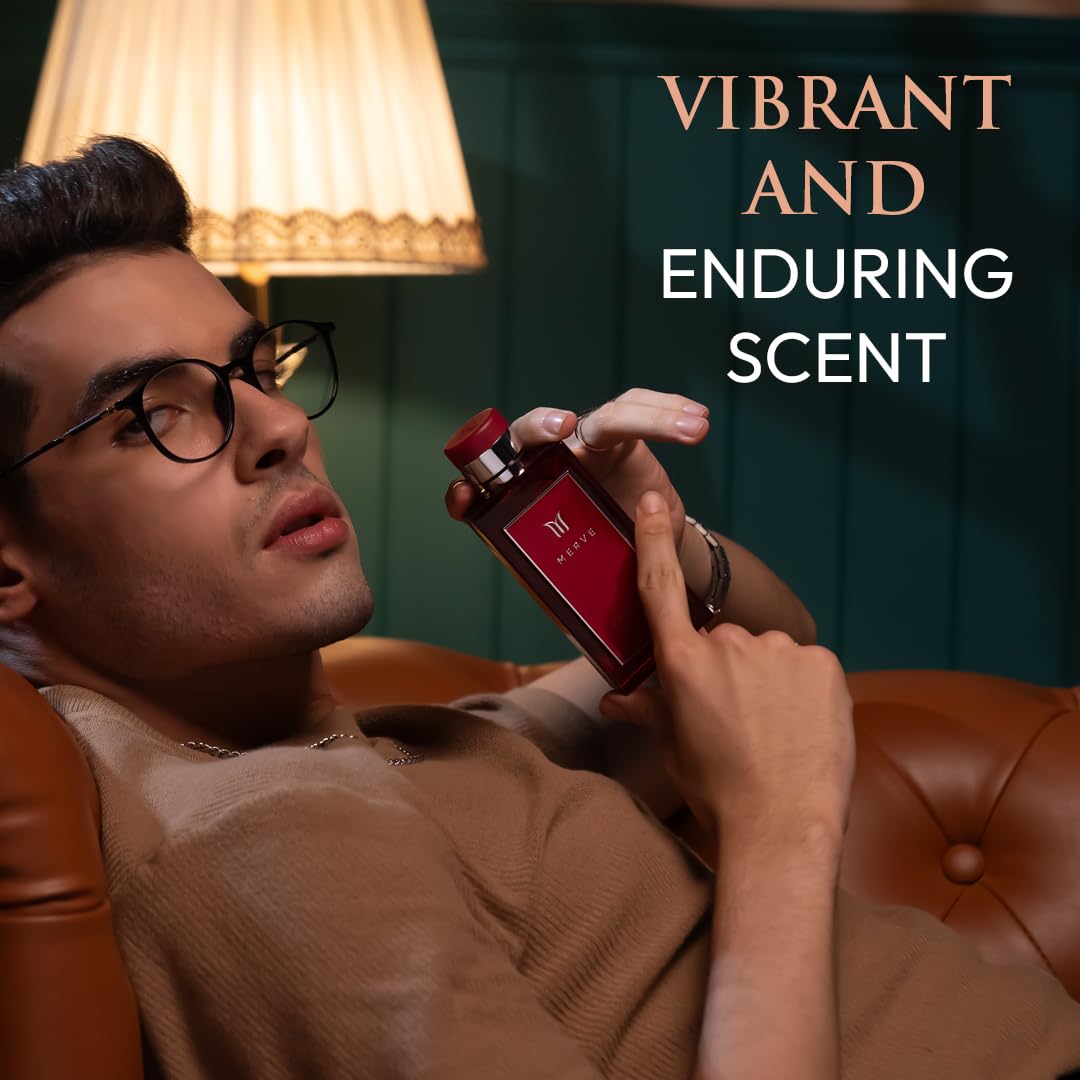Merve Crimson Premium Long Lasting Fragrance Luxury Scent For Men | Sweet Spicy, Citrus, Amber | Perfumes For Men | 3.4 Ounces