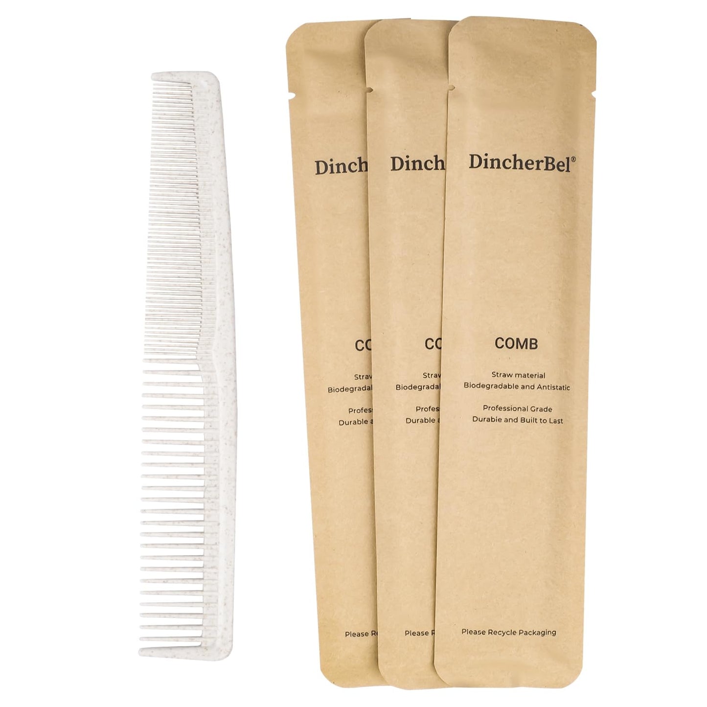 Hair Combs Bulk, Disposable Wheat Straw Combs Individually Wrapped Combs for Hotel, Travel, Airbnb, Charity, Church, Homeless (Pack of 50)