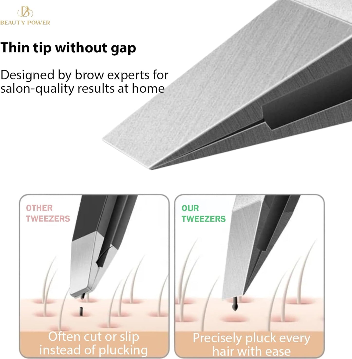 Ultra-Precision Professional Slant Tweezers for Women Facial Hair - German Stainless Steel, Lightweight Black Tweezers for Women & Men, Ideal for Eyebrow & Facial Grooming (Matte Gold)