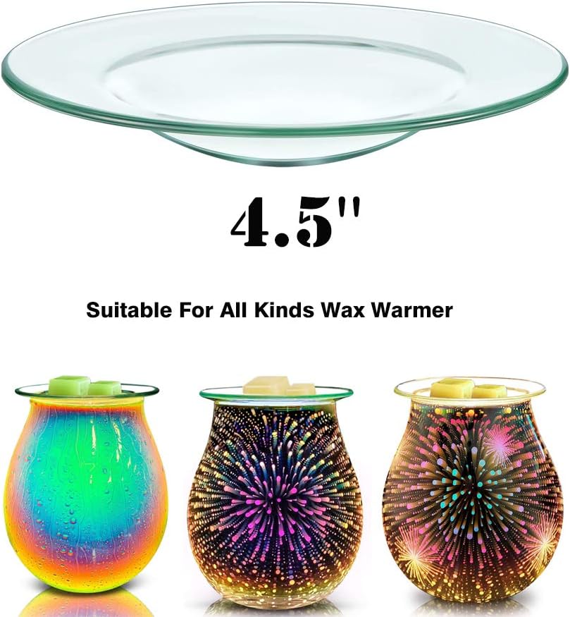 Corleone Replacement Wax Warmer Dish Oil Warmer Dish Round Glass Candle Wamer Bowl Plate Wax Tray for Scented Wax Aroma Therapy Lamp Electric Lamps Tart Warmers Wax Melter Wax Burner (2Pcs)