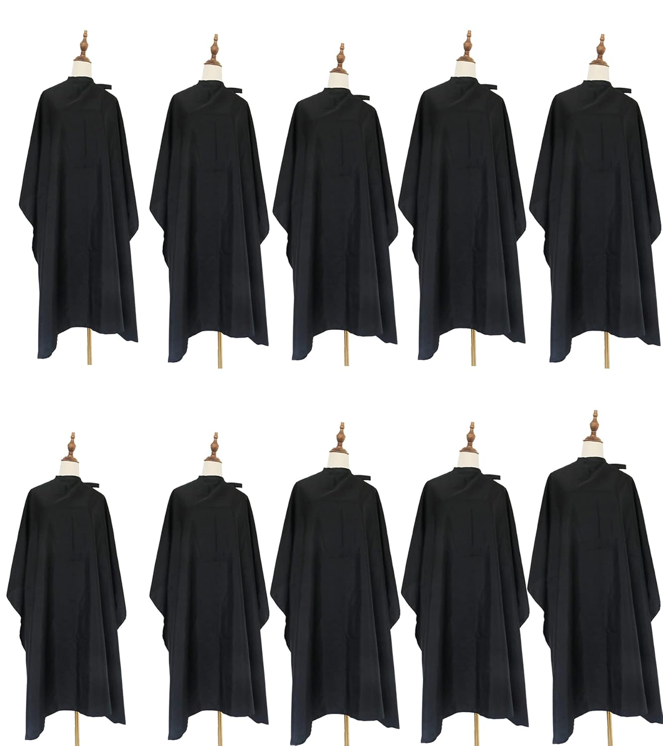Salon Barber Hairdressing Capes with Snaps Hair Cutting Cape Hair Stylist for Women Men Adults Kids Black Waterproof (10PCS)