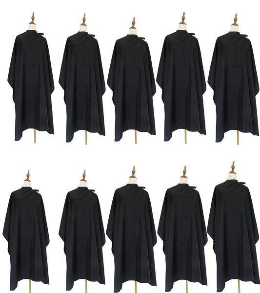 Salon Barber Hairdressing Capes with Snaps Hair Cutting Cape Hair Stylist for Women Men Adults Kids Black Waterproof (10PCS)