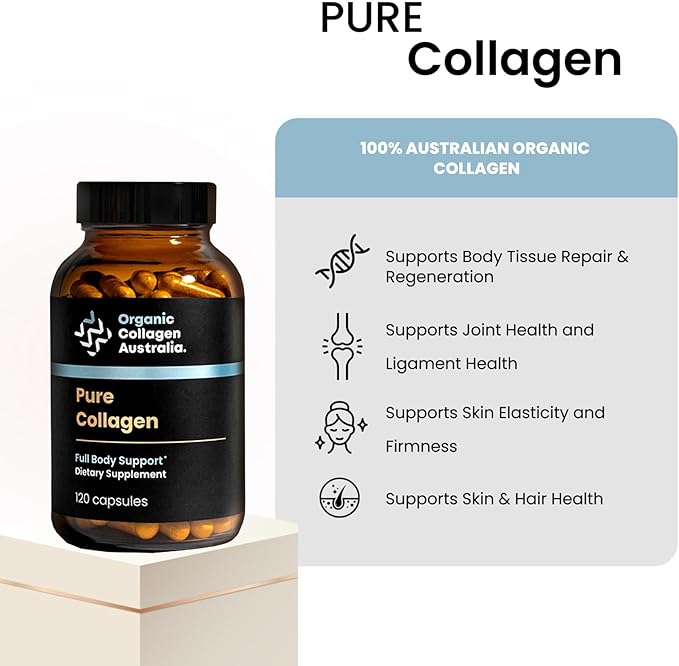 Organic Collagen Australia Pure Hydrolyzed Collagen Capsules – Bioavailable for Skin Elasticity, Hair Health, and Joint Support – Grass-Fed, Pasture-Raised, Paleo & Keto Friendly (120 Caps)
