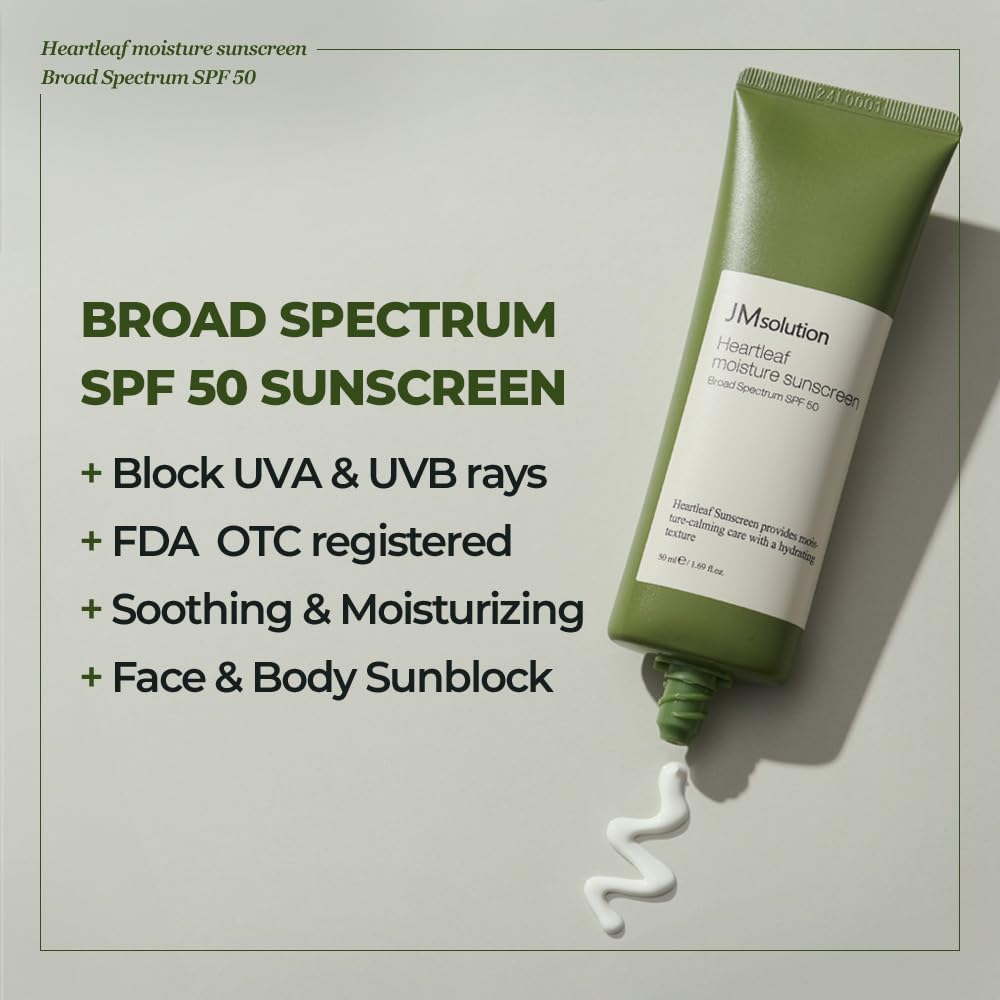 JMsolution Heart Leaf Skin Care Bundle Sunscreen SPF 50, Cleansing Oil with with Heart Leaf & Centella Asiatica