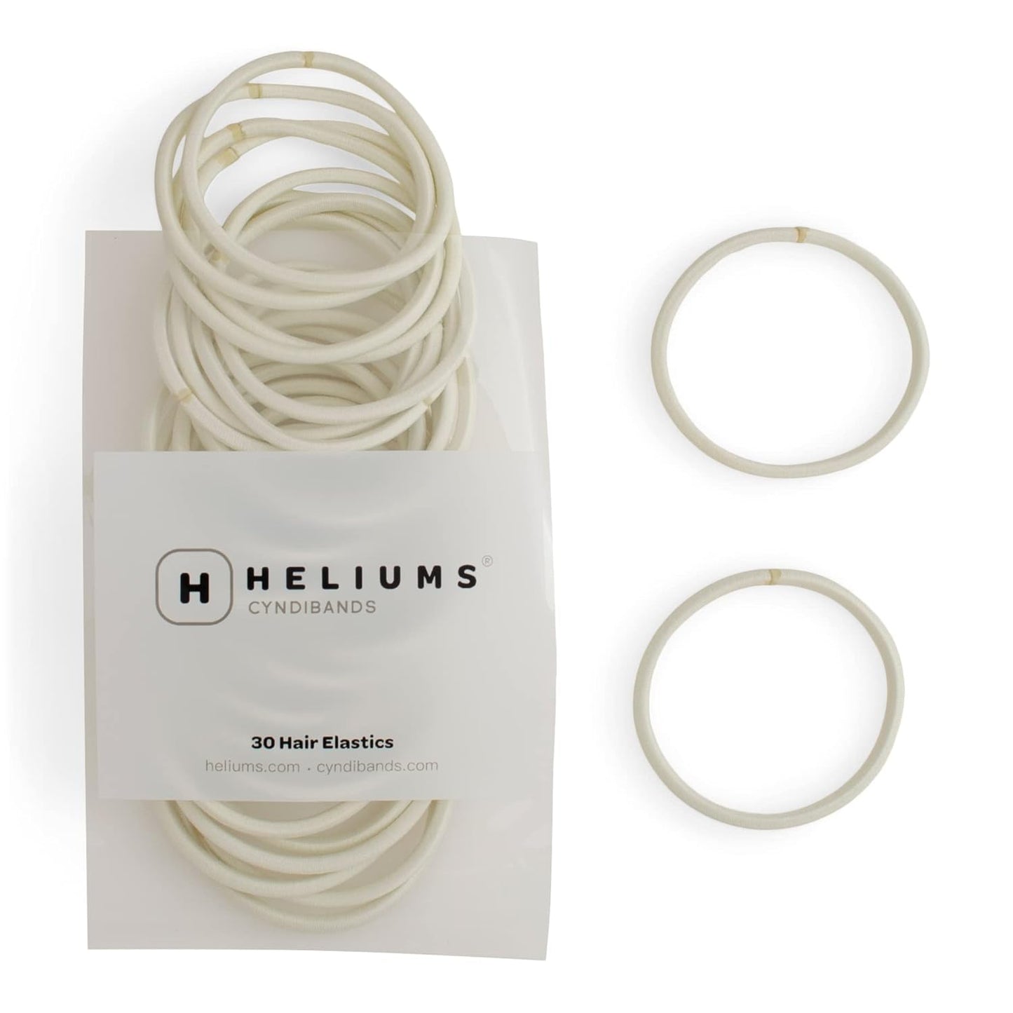 Heliums Large Hair Ties - Platinum White - 30 Pack, 2.25 Inch Thick Ponytail Holders, 4mm Hair Elastics