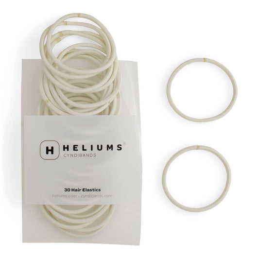 Heliums Large Hair Ties - Platinum White - 30 Pack, 2.25 Inch Thick Ponytail Holders, 4mm Hair Elastics