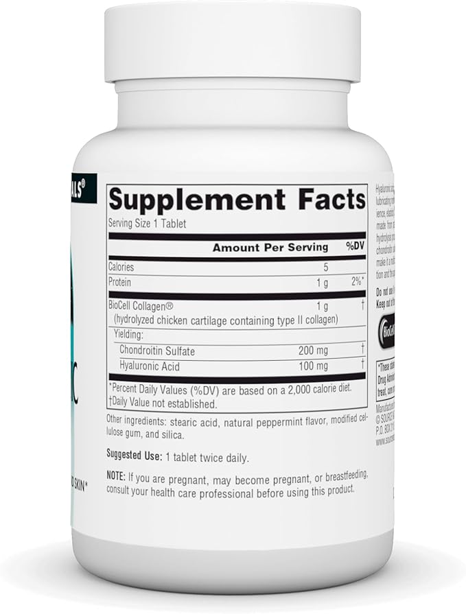 Source Naturals Hyaluronic Acid, Promotes Healthy Joints and Skin* 100mg - 30 Tablets