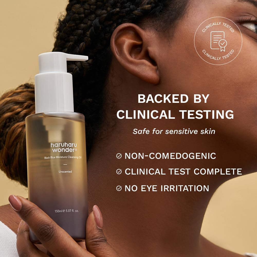 HARUHARU wonder Black Rice Moisture Cleansing Oil, 5.1 fl oz, Double Cleansing, Daily Makeup remover, Pore Oil Cleanser, Korean Skincare for sensitive, normal and Oily Skin