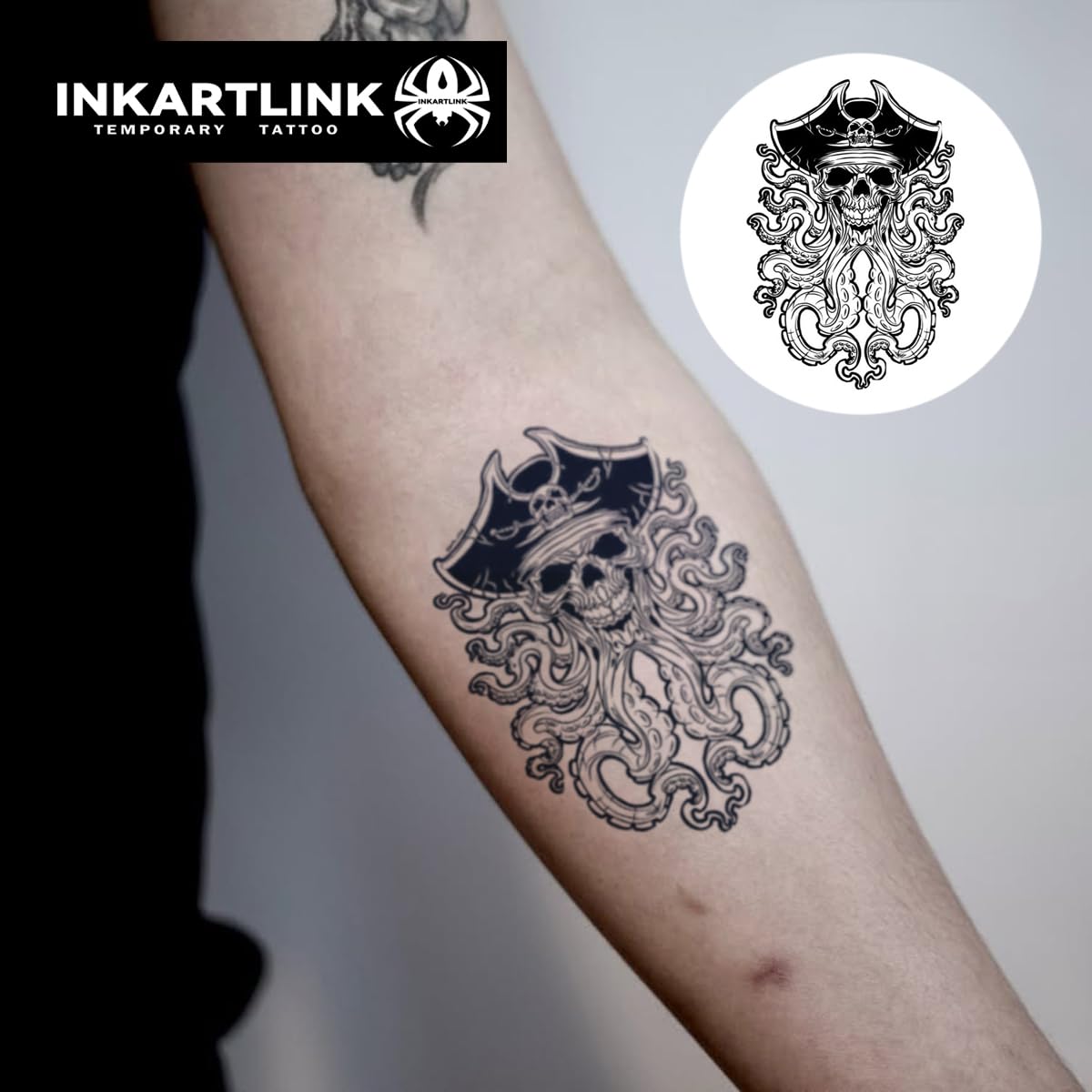 INKARTLINK Semi Permanent Tattoo, creative party tattoo, exquisite and realistic design, interesting tattoo experience, cruelty-free, non-reflective, waterproof (Pirate)