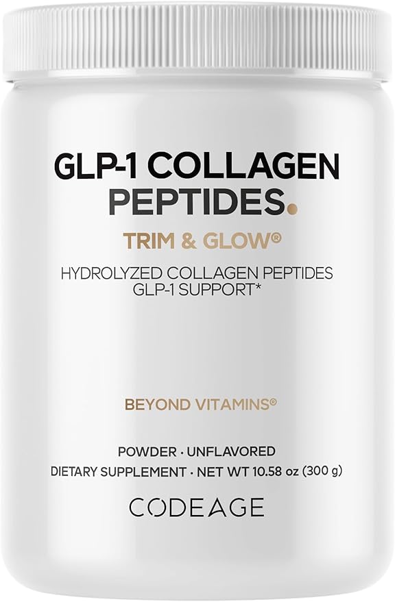 Codeage GLP-1 Collagen Powder Supplement - Nextida GC Collagen Peptides - GLP 1 Support - Hydrolyzed, Grass-Fed, Type I & III, Unflavored - Non-GMO, Gluten-Free, Dairy-Free - 10.58 Oz