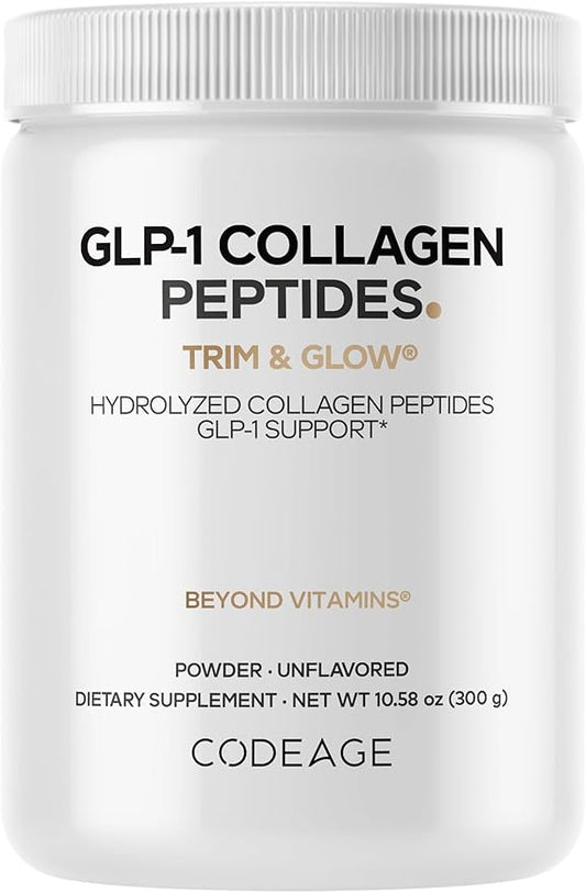 Codeage GLP-1 Collagen Powder Supplement - Nextida GC Collagen Peptides - GLP 1 Support - Hydrolyzed, Grass-Fed, Type I & III, Unflavored - Non-GMO, Gluten-Free, Dairy-Free - 10.58 Oz