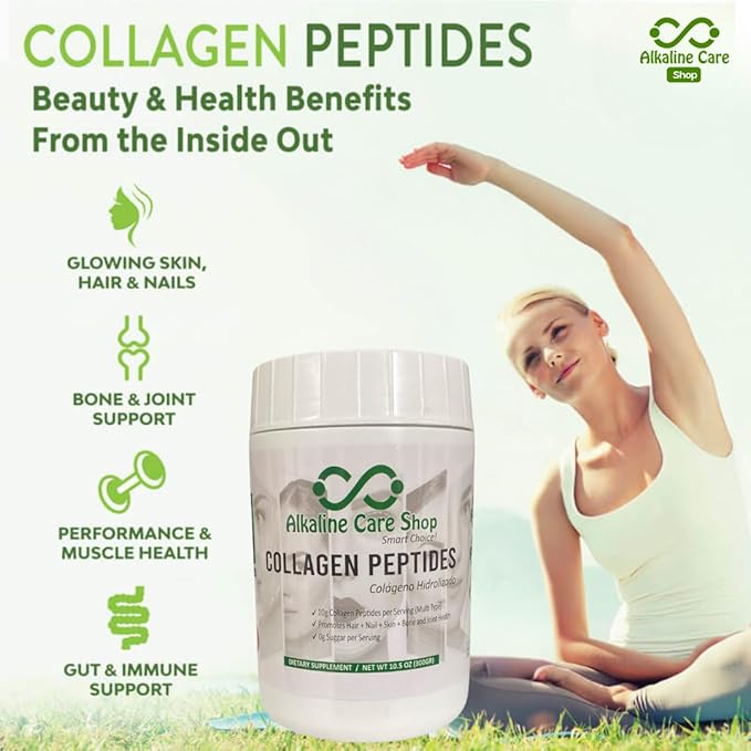 Alkaline Care |Hydrolyzed Collagen Peptides for Women & Men |Multi-Type Unflavored Collagen Powder Protein for Hair, Bones, Skin, Nails & Joints | 10g Collagen Peptides per Serving | 10.5Oz (300g)