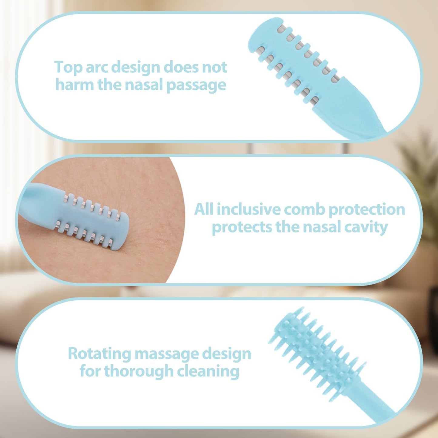 10 PCS 2-in-1 Nasal Hair Cutter,Double Sided Nose Hair Knife,Upgrade Double Sided Nose Hair Knife,Nasal Hair Cutter for Men Women, Soft Cleaning Brush (Beige)