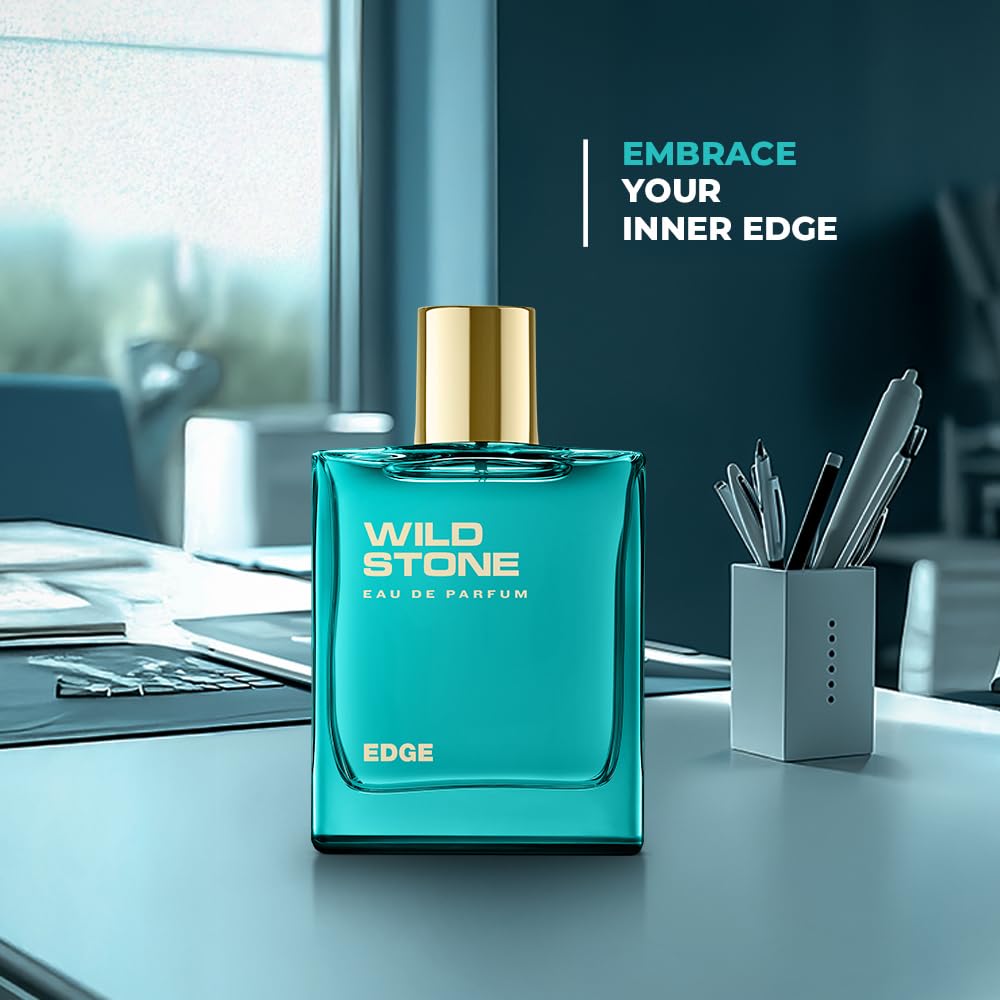 Wild Stone Edge Eau de Parfum for Men, 100 Ml | Long-lasting Eau De Parfum | Luxury Fragrances | Fragrance for Modern Lifestyle | Vegan | Clean Ingredients | Premium Scent For Men
