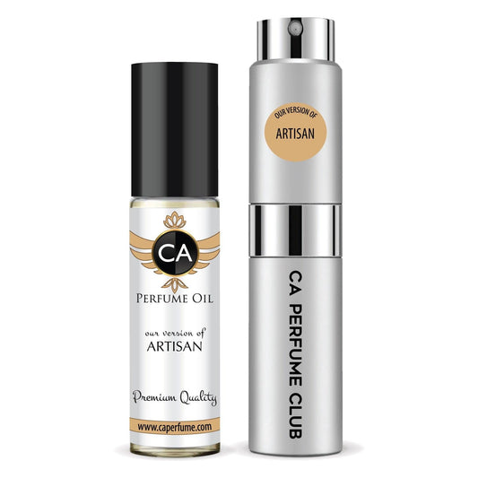 CA Perfume Duo Impression of Artisan For Men Perfume Layering Set Mens Cologne Long Lasting Travel Size EDP + Body Oil Roll-On Bottle 0.27 Fl Oz+0.33 Fl Oz