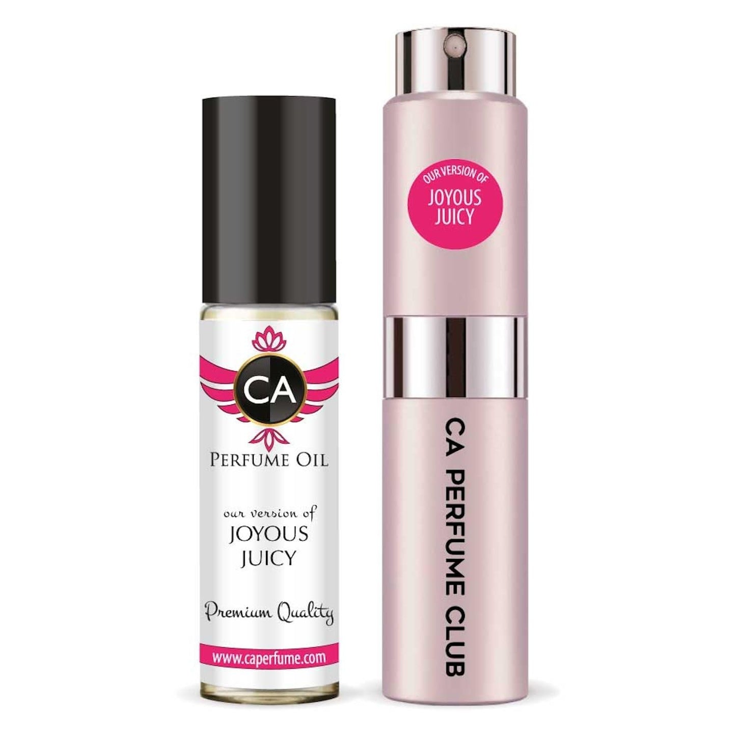 CA Perfume Duo Impression of Joyous Juicy For Women Perfume Layering Set Long Lasting Travel Size EDP + Body Oil Roll-On Bottle 0.27 Fl Oz+0.33 Fl Oz