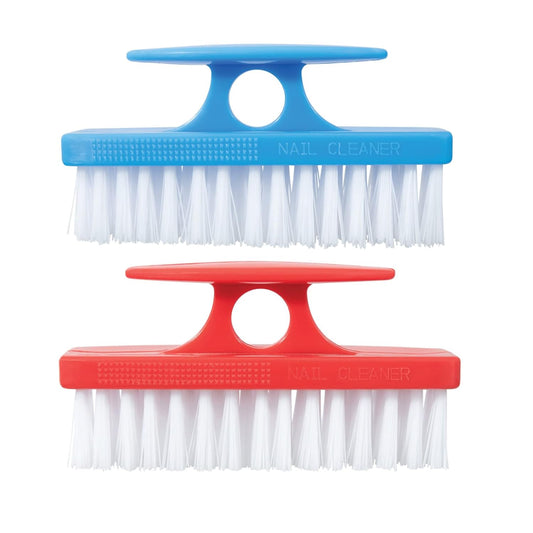 Superio Nail Brush for Cleaning Fingernails, Nail Scrubber Brush, Toe Foot Hands Fingernail Brush Cleaner- Small Scrub Brush- All-Purpose Stiff Cleaning Brush for Home, Kitchen, Work, (2, Blue/Red)