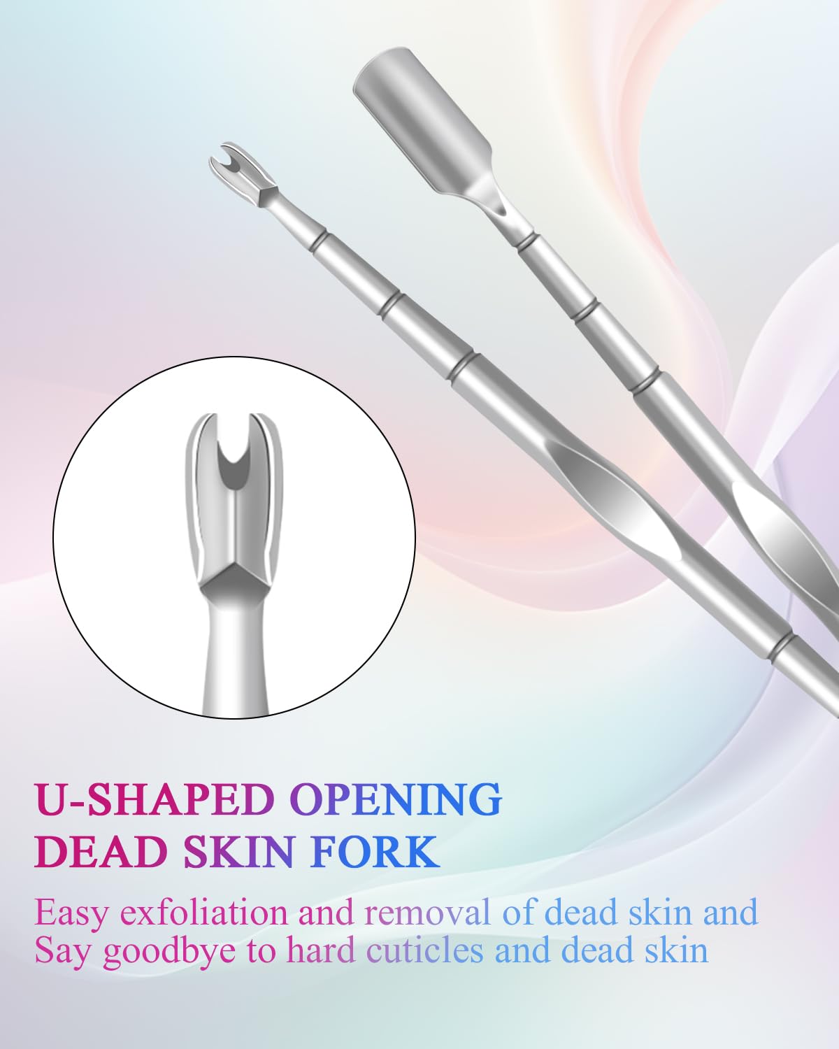 10 Pack Cuticle Pushers with Fork, 2 in 1 Cuticle Nail Pusher Tools with fork, Stainless Steel Cuticle Remover Tool for At-Home & Travel Manicures Pedicures - Silver