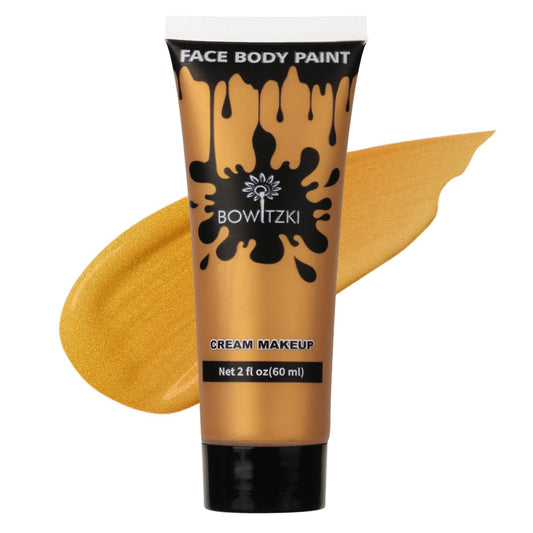 Bowitzki Face and Body Paint 2oz Cream Makeup 60ml Water Based Face Painting Special Effects For Adults Children Kids Halloween Christmas Party Stage Cosplay (Gold)