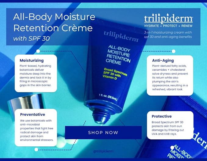 Trilipiderm 3oz TSA Travel Size 6-Pack All-Body Moisturizer with SPF 30 for Body, Face, Hands, & Feet