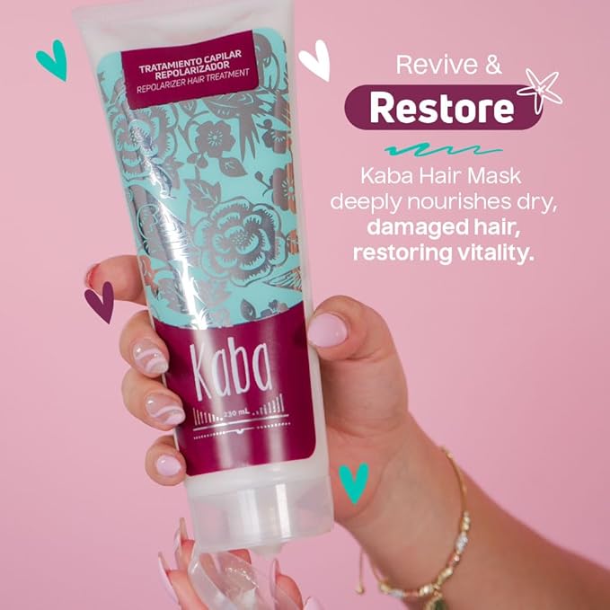 Kaba Hair Treatment Mask for Dry Damaged Hair, Made With Natural Extracts, Promotes Growth, Deep Conditioning, Restores Vitality & Control Frizz, 30 Oz