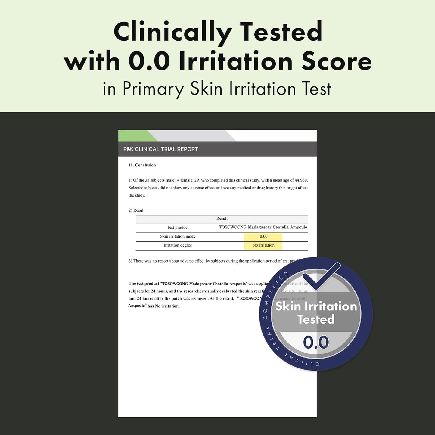 TOSOWOONG Madagascar Centella 86% Ampoule with 860,048ppm Centella Asiatica, Soothing, Calming, Facial Serum for face, for All Skin Types, Korean Skin Care, 100ml, 3.38 fl.oz.