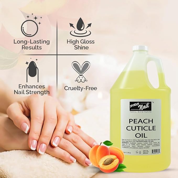 PRO NAIL - Cuticle Revitalizing Oil for Nails, Peach, 128 Oz - Professional Strength, Pedicure and Manicure - Moisturizes and Strengthens Nails and Cuticles - Soothing and Nourishing, Bulk