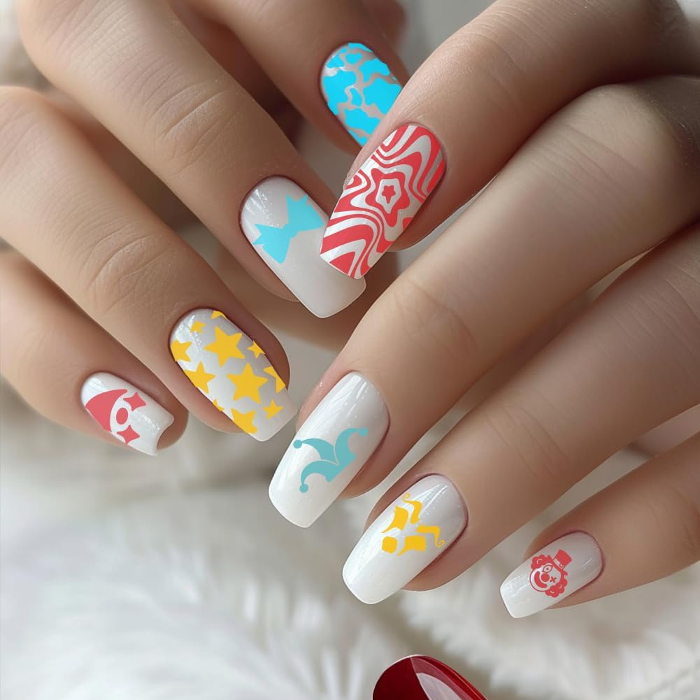 benikmake 3pcs Clown Nail Stamping Plate Nail Printing Stainless Stencil for Manicure Salon Poker Element 6x12cm 2.36x4.7inch