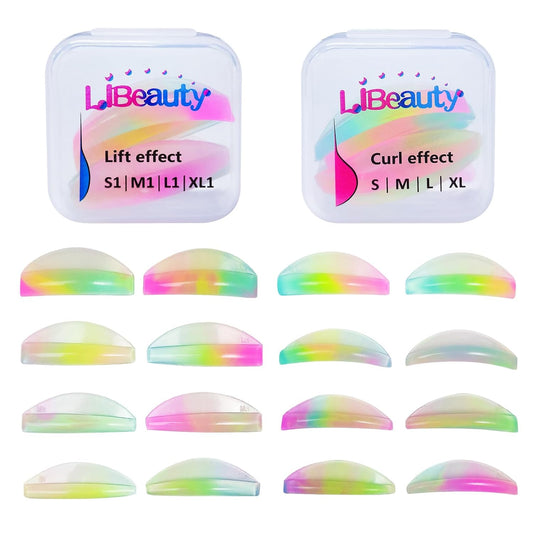 Libeauty Eyelash Lift Rods Reusable Lash Perm Pads 8 Pairs Set of Combi Silicon Pads C-Curl Eyelash Lifting Shield DIY Use at Home or Salon Lash Perming Tool