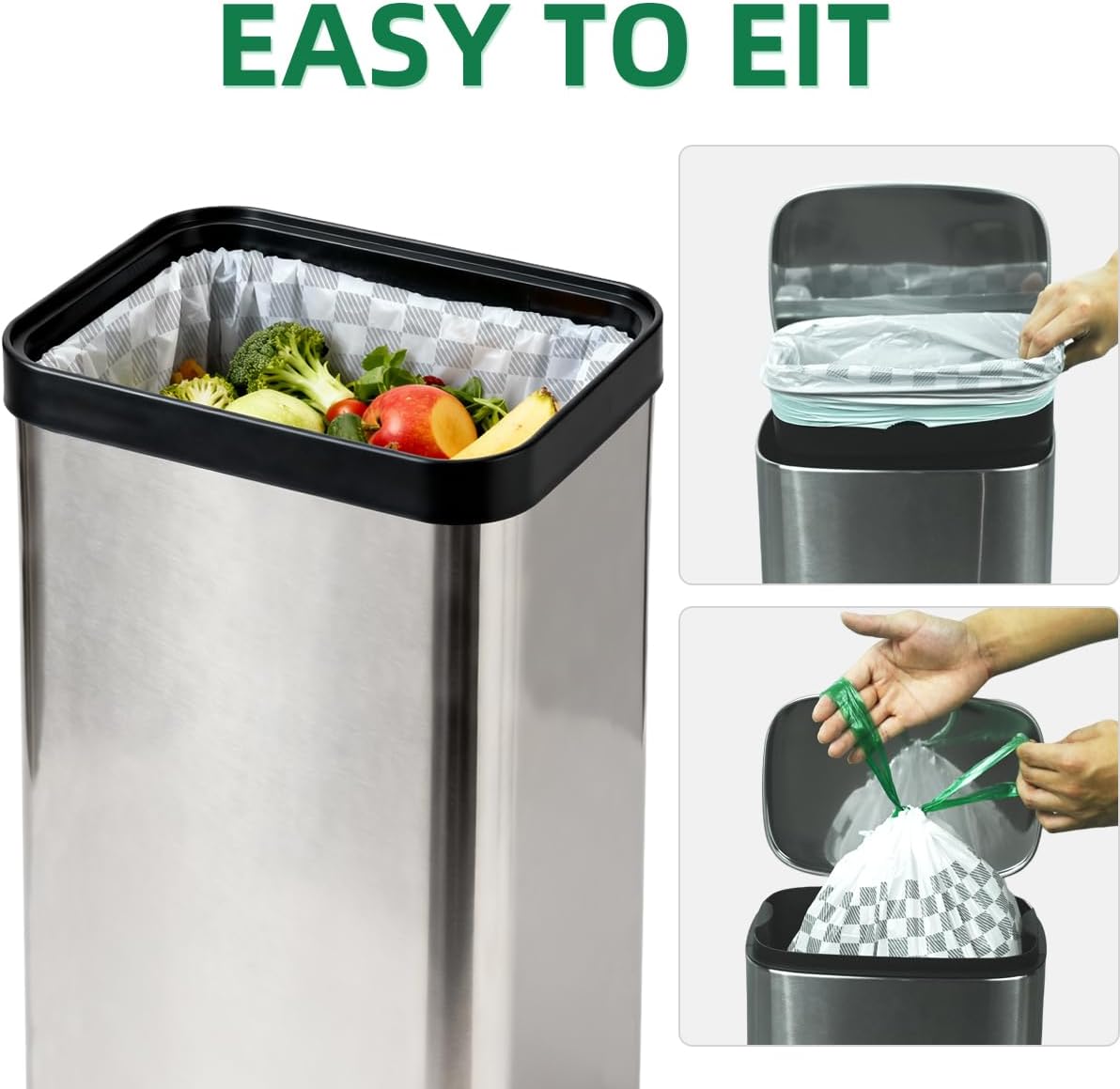 OKKEAI 1.5 Gallon Drawstring Garbage Bags – 55 Count Small Printed Trash Bags, Leak-Proof Mini Bin Liners with Safety Warning, Odor Block & Strong Seal for Home, Baby Room, Bathroom