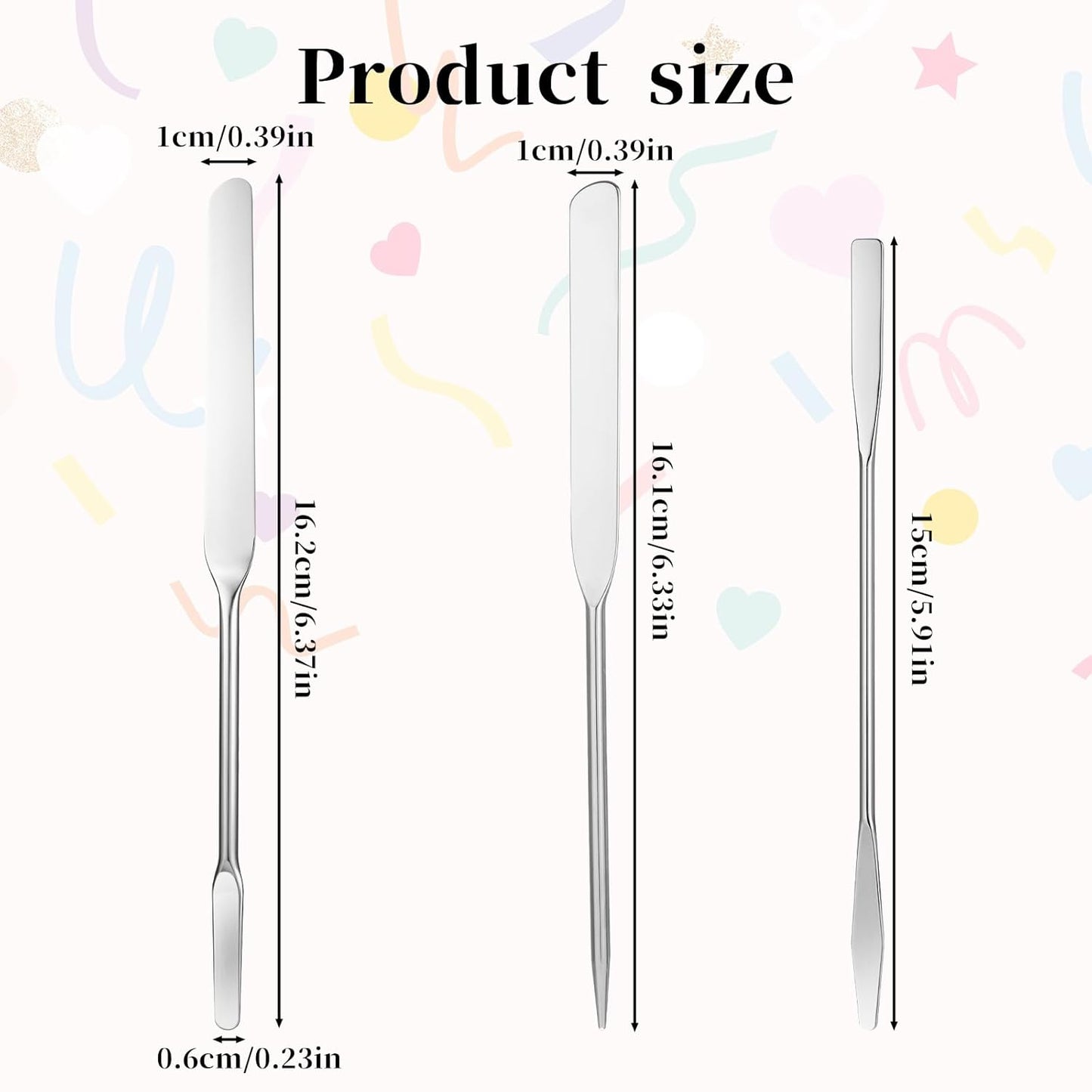 3 pcs Makeup Spatula Foundation Spatula, Stainless Steel Facial Beauty Spatula, Tiny Makeup Palette Mixer Face Cream Applicator Cosmetic Mixing Tool for Even Application Foundation Double Edged