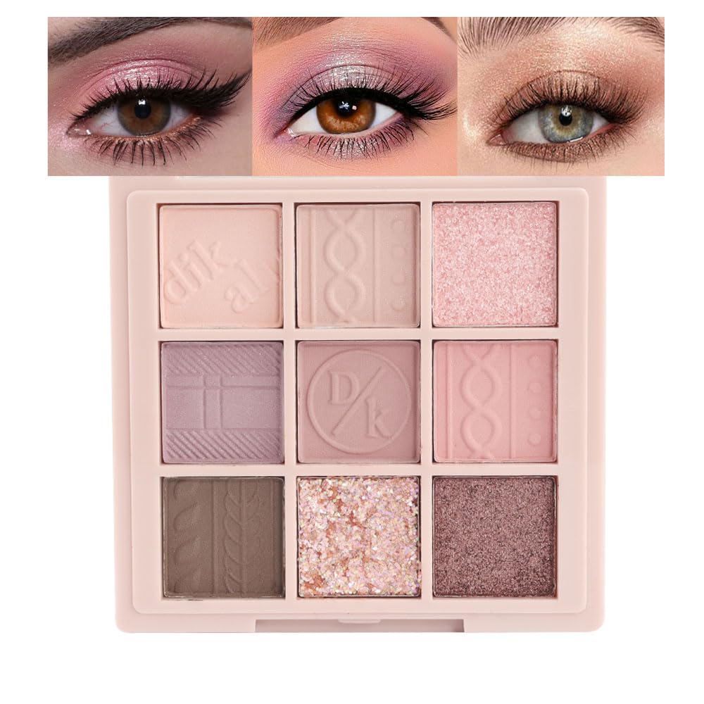 9Colors Eye Shadow Palette Makeup,Pink Rose Gold Purple Mauve Neutral Travel Eyeshadow Palette Long Lasting Waterproof Naturing-Looking Eyeshadow Palette Travel Size Gift Kit