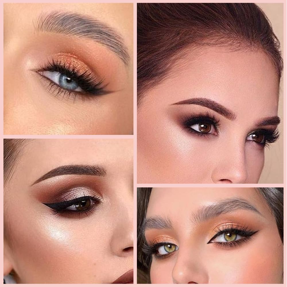 Eyeshadow Quads Blendable Glitter Matte Eyeshadow Palette,Nude Champagne Gold Orange Dark Coffee Sparkly Four Eyeshadow Palette Makeup,Everyday Nature Long-Lasting Waterproof Women Girls Eyeshadow 3#