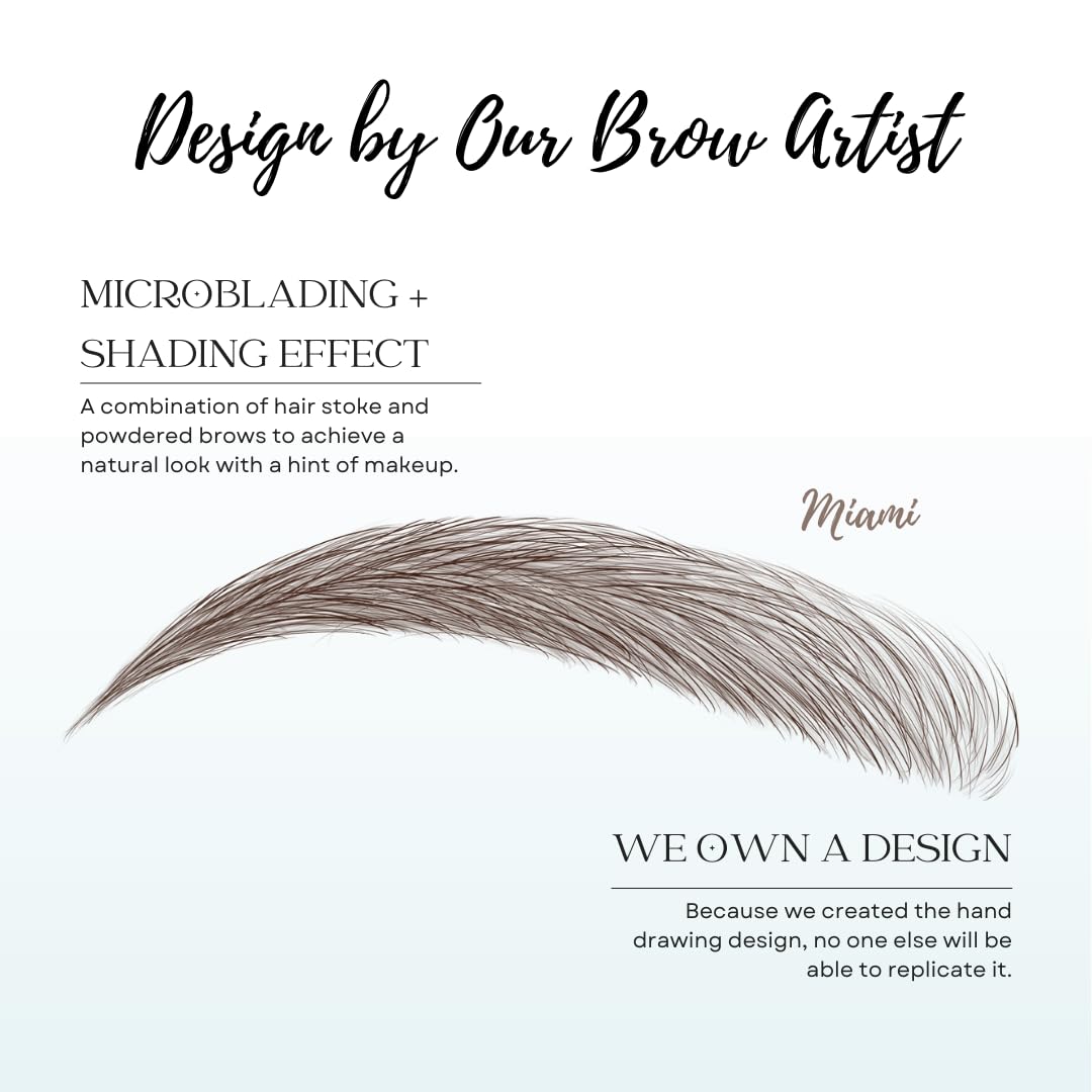 Bliss and Beyond USA, 2 Sheets Waterproof Eyebrow Tattoo Stickers, Long Lasting, Natural Looking Fake Eyebrows for Alopecia, Chemo, Cancer Gift. Same Size (Dramatic Miami, Brown)