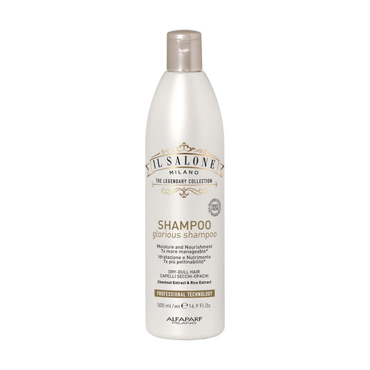 Il Salone Milano Glorious Moisturizing Shampoo for Dry Hair - Adds Shine and Softness to Dull Hair - Repairs and Protects - Professional Hydrating Shampoo - Made in Italy - Vegan (16.9 oz / 500ml)