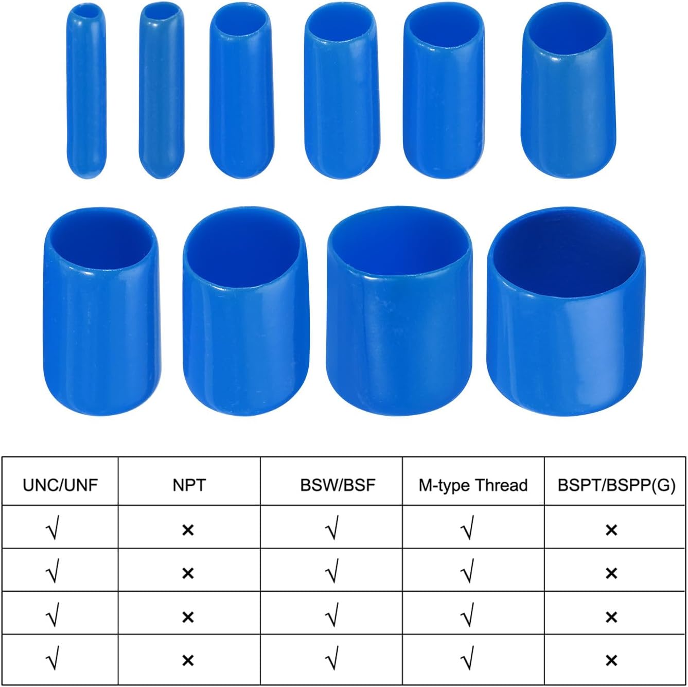 uxcell 50pcs Rubber End Caps 17mm ID Vinyl PVC Round Tube Bolt Cap Cover Screw Thread Protectors Blue, 0.67 inch
