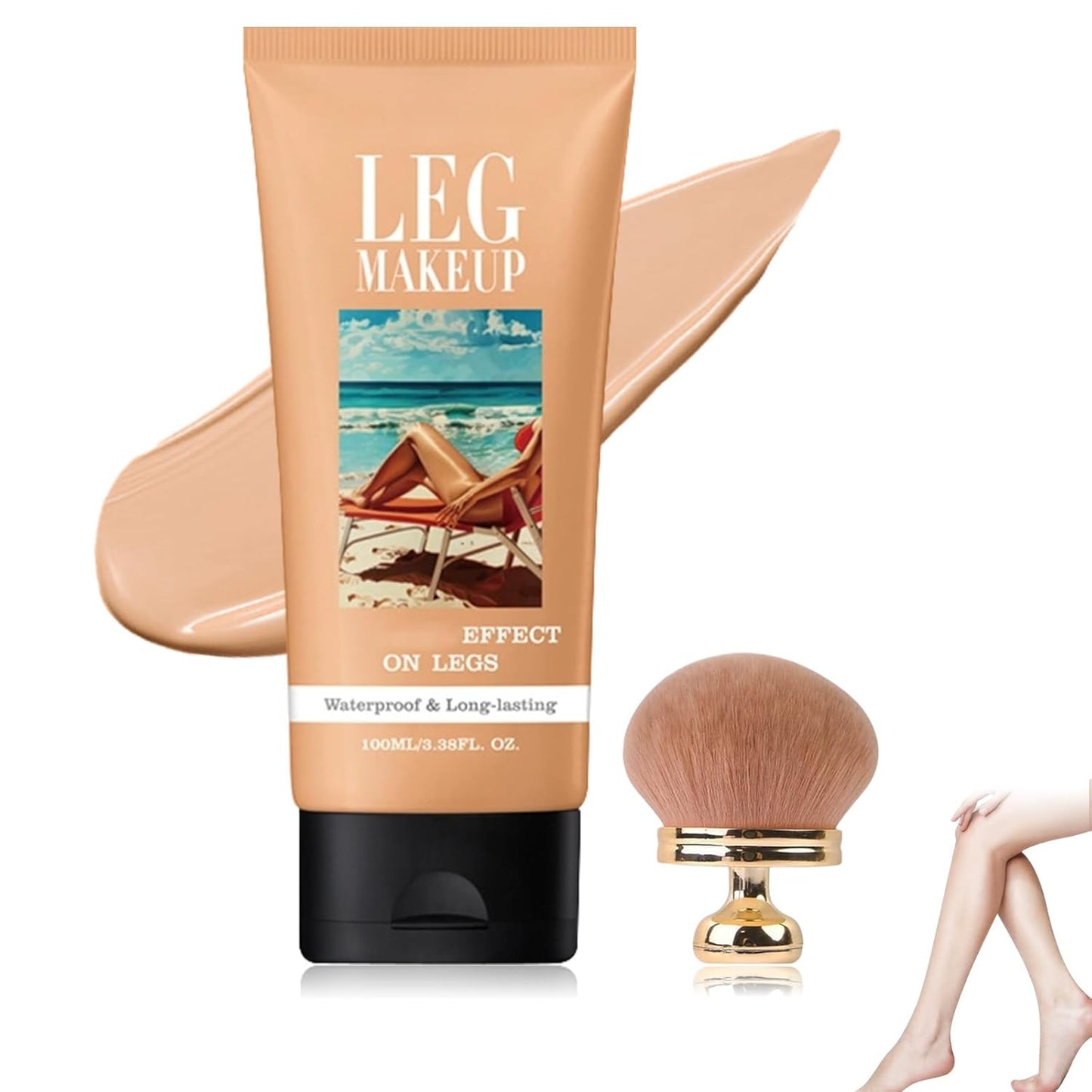 Legs Makeup Waterproof with Brush,No Transfer Body Concealer,Tattoo Cover Up Makeup Waterproof,Long Last Body Foundation for All Skin Tones,100ML (Medium)