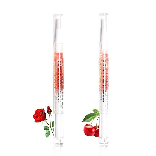 Cuticle Oil Pen for Nails Care,Nail Oil For Strength,Nourish Moisten Care Nail To Reduce Cracking and Dry for Weak Peeling Brittle and Thin Nails （rose&cherry）
