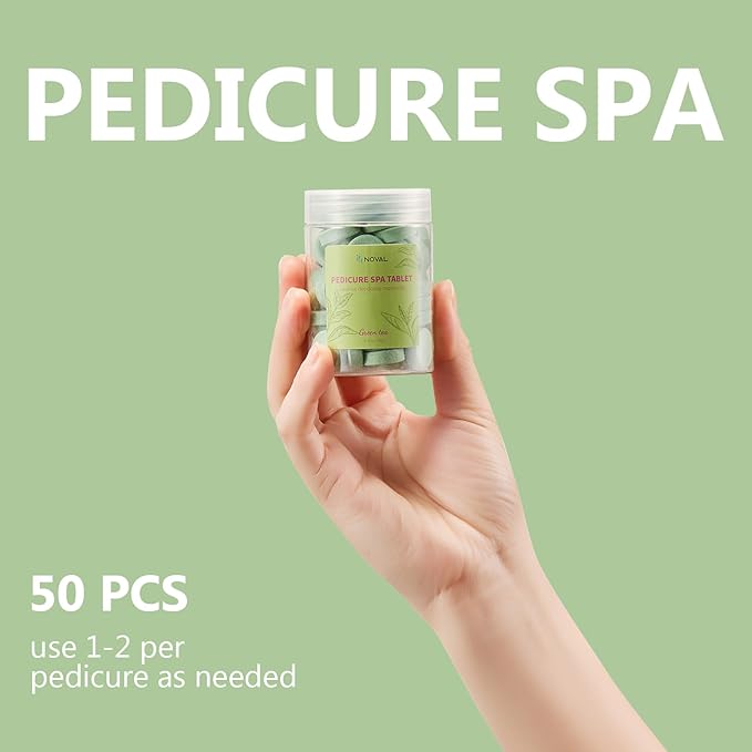 NOVAL Pedicure Spa Tablet - Fast Dissolving, Gentle & Portable Foot Soak for Softening Calluses & Hydrating Skin, Green Tea Scent